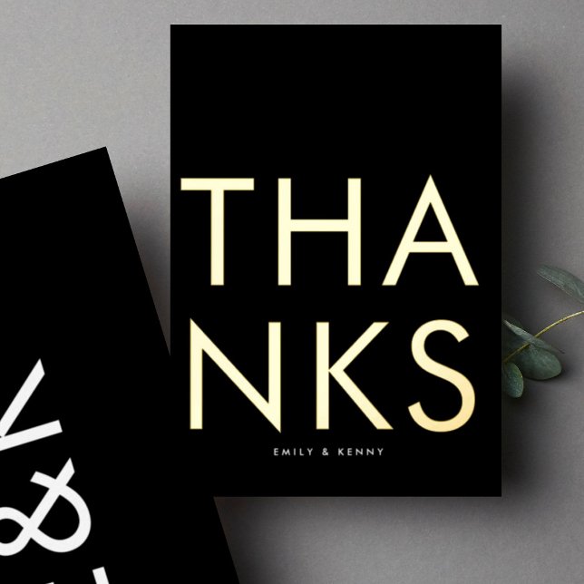 Ultra Modern Monogram TWO Danke GOLD Folieneinladung (Von Creator hochgeladen)