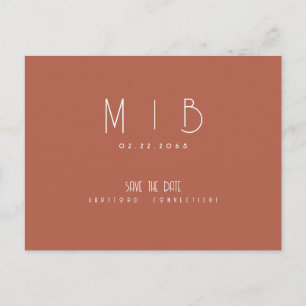 Ultra-Modern-Monogram-Zimt Save the Date Postkarte