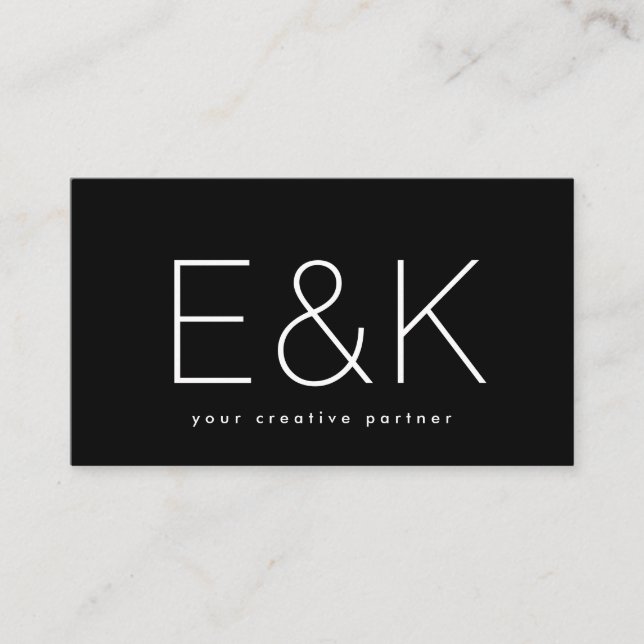 Ultra Modern Skinny Big Monogram Black Einzigartig Visitenkarte (Vorderseite)