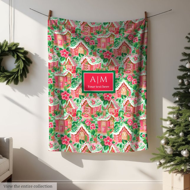 Ultra moderne hellrosa Wasserfarbe preppy festlich Fleecedecke (Ultra modern hot pink watercolor preppy festive Fleece Blanket )