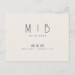 Ultra moderne Monogramm Beige Save-the-Date-Karte Postkarte