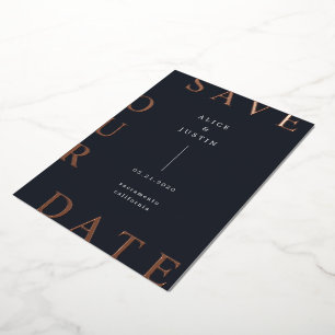 Ultra Moderner Entwurf Dunkelblau Save-the-Date Folieneinladung