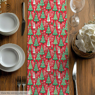 Ultra-moderner rosa-roter preppy-Weihnachtsläufer Mittelgroßer Tischläufer