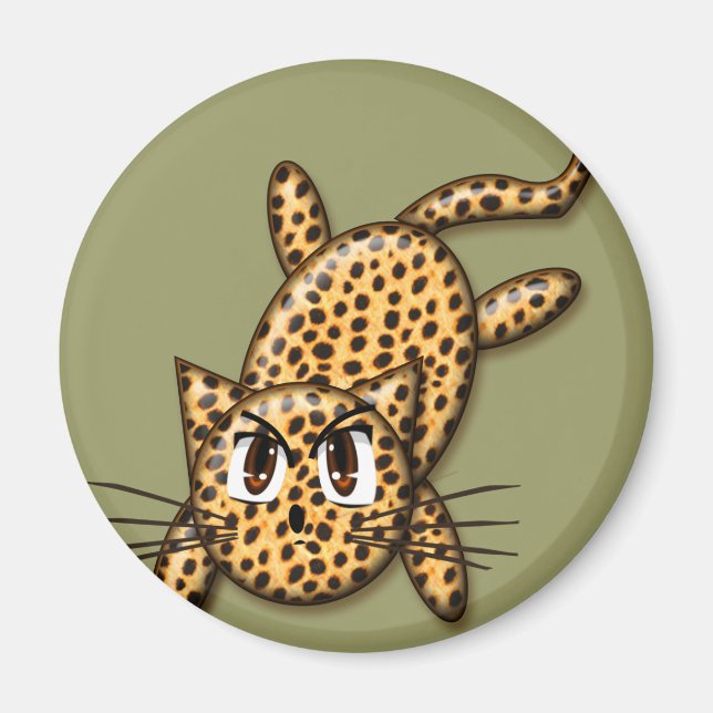 Ultra Niedlich Anime Leopard Kitty Magnet (Vorne)