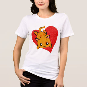 Ultra Niedlich Kawaii Valentine Kitty Tri-Blend Shirt