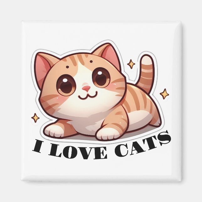 Ultra Niedlich Kitten I Liebe Katzen Magnet (Vorne)