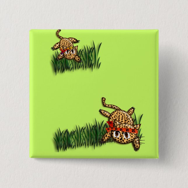 Ultra Niedlich Leopard Safari Geburtstagseinladung Button (Vorderseite)