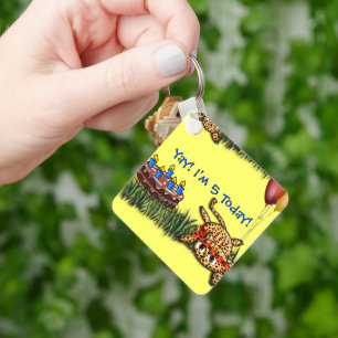 Ultra Niedlich Leopard Safari Geburtstagseinladung Schlüsselanhänger