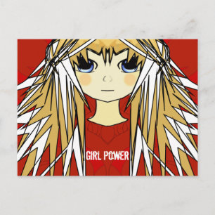 Ultra Niedliche Anime Blonde Long Hair Girl Power Postkarte