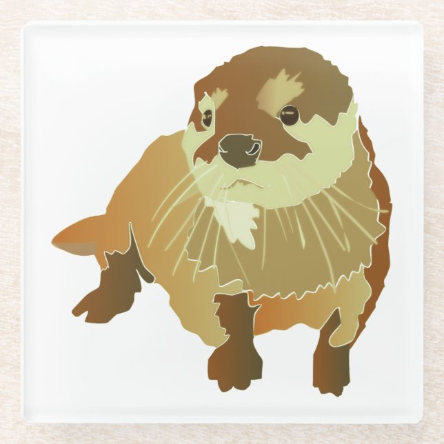 ultra-niedliches Otter-Design Glasuntersetzer (Vorderseite)