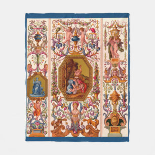 ultra opulent Barockdruck des 17. Jahrhunderts Fleecedecke