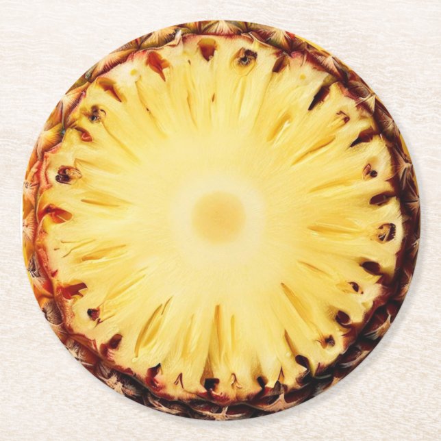 Ultra-Reality Ananas Slice Beverage Coaster Runder Pappuntersetzer (Vorderseite)