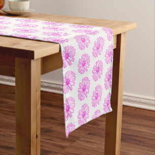 Ultra rosa Daisy Blume Print, Hippie Floral Kurzer Tischläufer