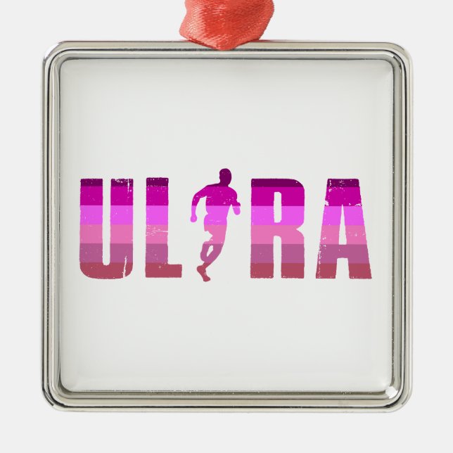 Ultra Running Rosa Lila Regenbogen Ornament Aus Metall (Vorne)