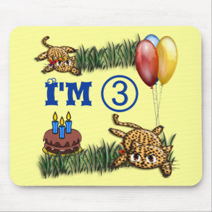 Ultra süße 3-jährige Leopard Safari Geburtstag Mousepad