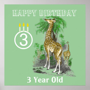 Ultra süße Giraffen-Safari-Geburtstagsposter Poster
