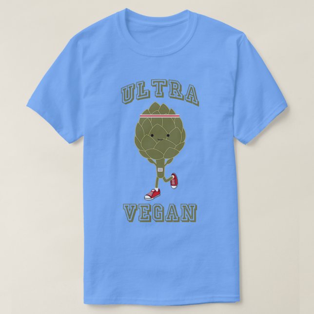 Ultra Vegan Retro-Laufende Artichoke T-Shirt (Design vorne)