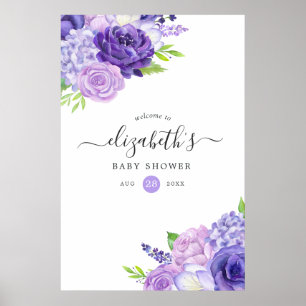 Ultra Violet Aquarell Blumendusche Begrüßung Poster