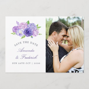 Ultra-Violet-bezogene Blumenhochzeit Sichern Sie d Save The Date