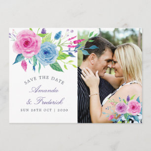 Ultra-Violet-bezogene Blumenhochzeit Sichern Sie d Save The Date