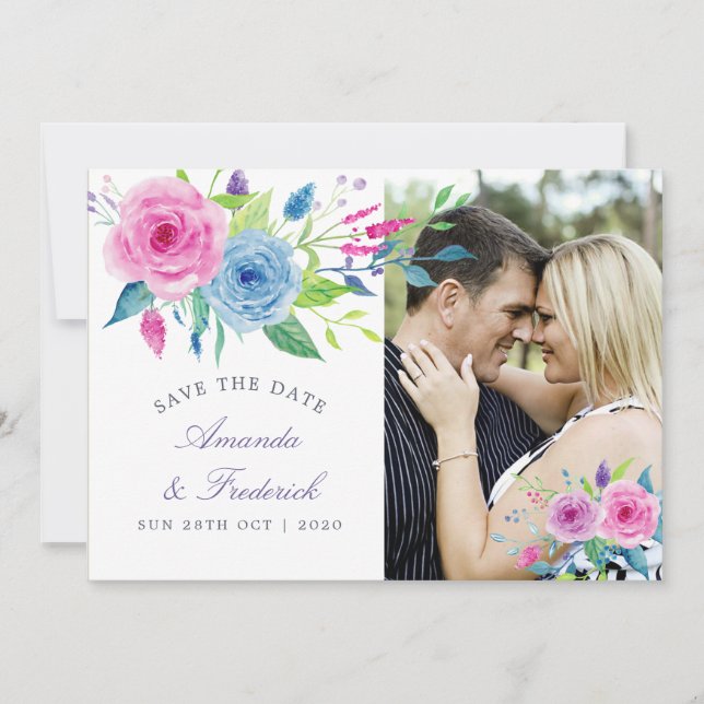 Ultra-Violet-bezogene Blumenhochzeit Sichern Sie d Save The Date (Vorderseite)