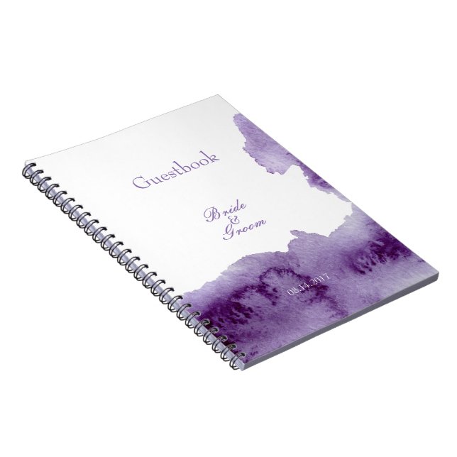 Ultra Violet Elegant Watercolor Wedding Gästebuch Notizblock (Rechte Seite)