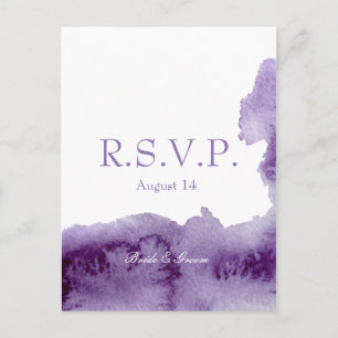Ultra Violet Elegante Wasserfarbe Hochzeit RSVP Einladungspostkarte