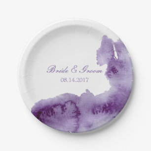 Ultra Violet Elegante Wasserfarbenhochzeit Pappteller