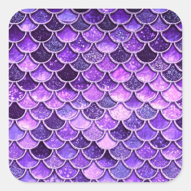 Ultra-Violet-Glitzer-Mermaid-Skala Quadratischer Aufkleber (Vorderseite)