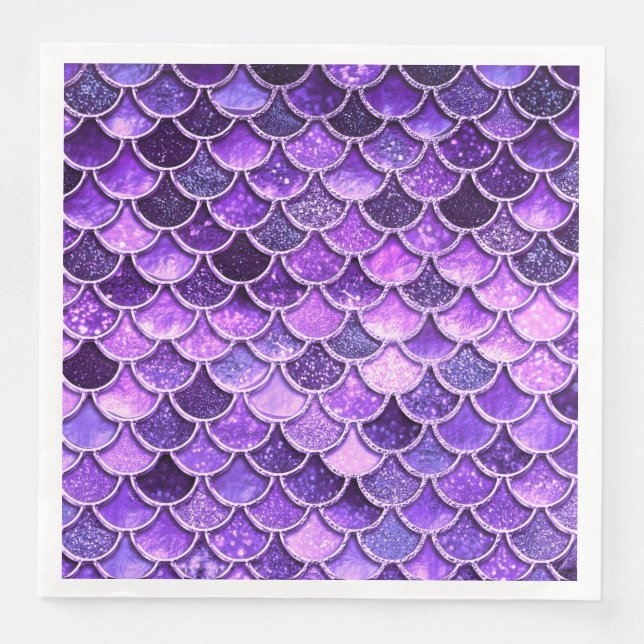 Ultra-Violet-Glitzer-Mermaid-Skala Serviette (Vorderseite)