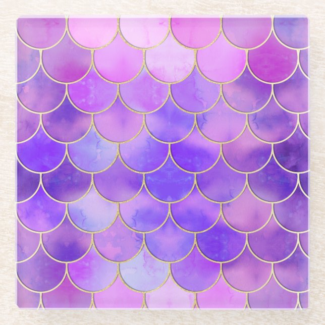 Ultra Violet & Gold Mermaid Scanner Glasuntersetzer (Vorderseite)
