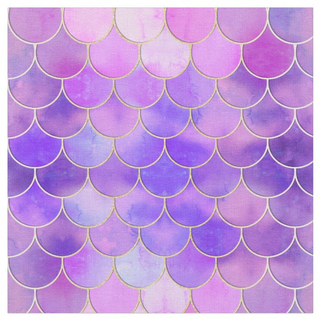 Ultra Violet & Gold Mermaid Scanner Stoff (Nahaufnahme)