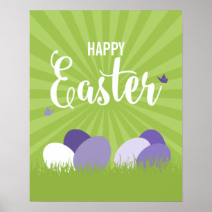 Ultra-Violet & Green Happy Oaster Sign Poster