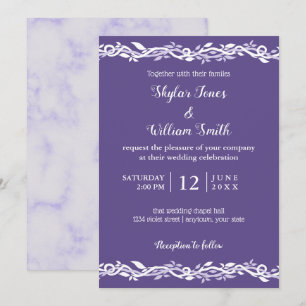 Ultra-Violet-Hochzeit einfach Lila und weiß Einladung
