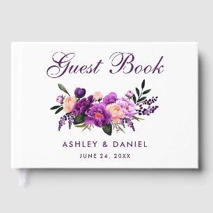 Ultra-Violet-Hochzeit mit Lila Blumenwasser P Gästebuch