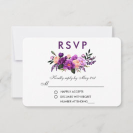 Ultra-Violet-Hochzeit mit Lila Blumenwasser VB RSVP Karte