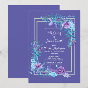 Ultra Violet Lila & Aqua Floral Chic Hochzeit Einladung
