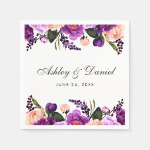 Ultra-Violet Lila-Aquarellblume Hochzeit G Serviette