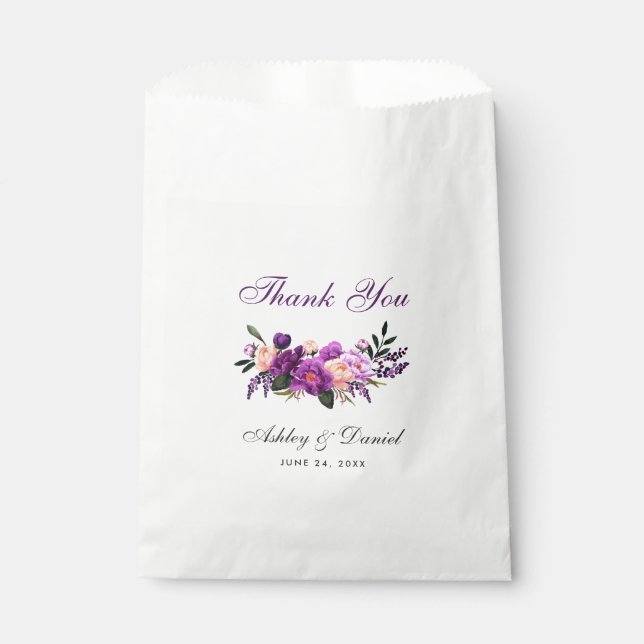 Ultra-Violet Lila-Aquarellblumen-Hochzeit PS Geschenktütchen (Vorderseite)