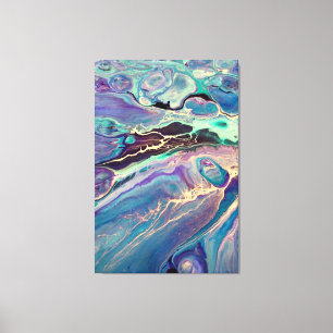 Ultra Violet Lila Blue Marble Fluid Abstrakt Art Leinwanddruck