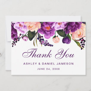 Ultra-Violet Lila Blumenhochzeit Vielen Dank P Dankeskarte