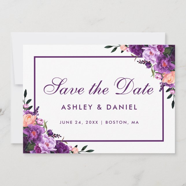 Ultra-Violet-Lila-floral-Save the Date PFP Save The Date (Vorderseite)