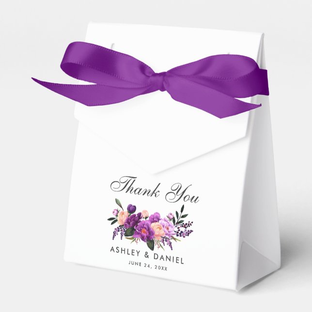 Ultra-Violet Lila Floral Vielen Dank für Ihre Hoch Geschenkschachtel (Vorderseite)