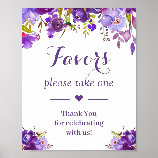 Ultra-Violet-Lila-florale Gastgeschenke Hochzeiten Poster (Vorne)