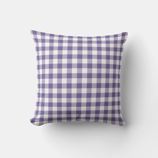 Ultra Violet Lila Gingham-Muster geprüft Kissen (Vorderseite)