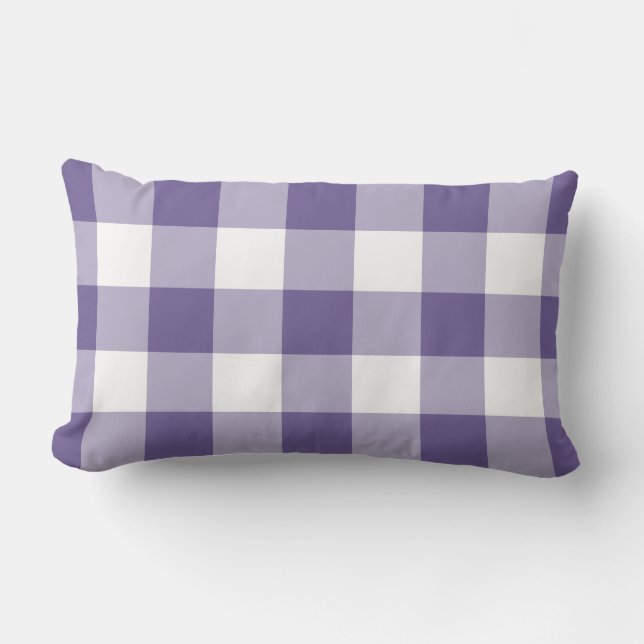 Ultra Violet Lila Gingham-Muster geprüft Kissen Für Draußen (Vorderseite)