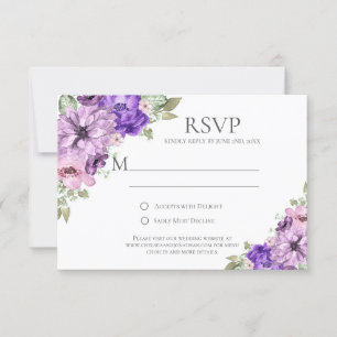 Ultra-Violet Lila Pink Wasserfarbe Blume UAWG RSVP Karte