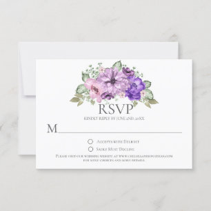Ultra-Violet Lila Pink Wasserfarbe Blume UAWG RSVP Karte