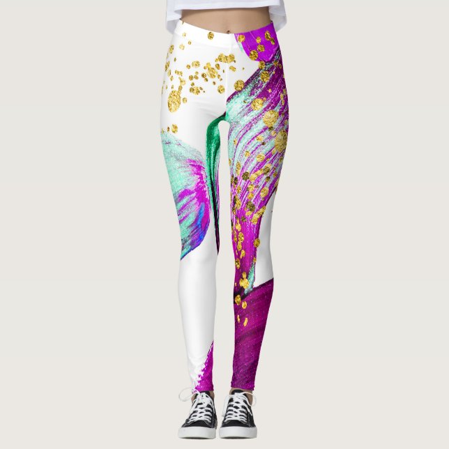 Ultra-Violet-Pinsel: Abstrakte Kunst Leggings (Vorderseite)