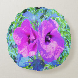 Ultra-Violet Plum Crazy Lila Hibiskus Blume Rundes Kissen
